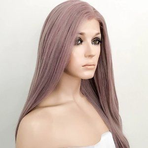 Ash Purple Straight Lace Front Synthetic Wig